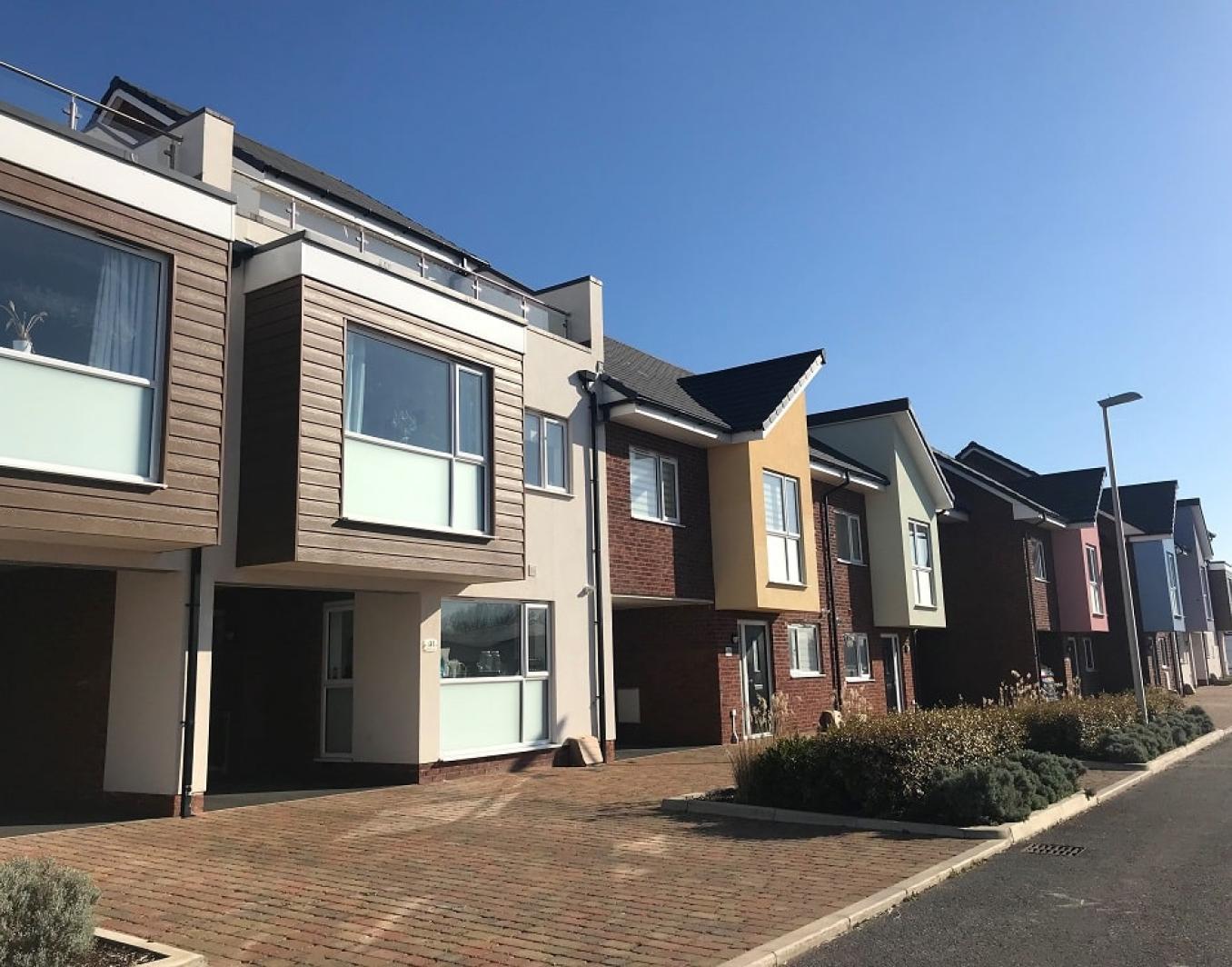 Row of new build houses in Blackpool.