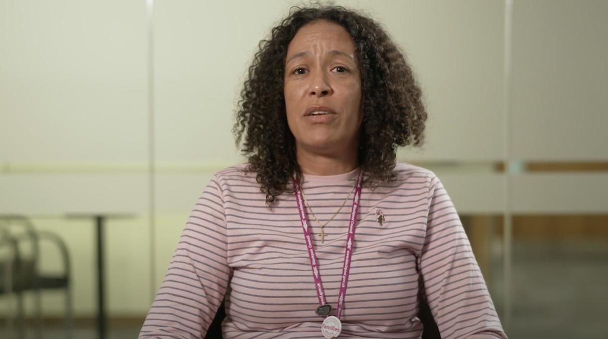 Screenshot of video of Sarah