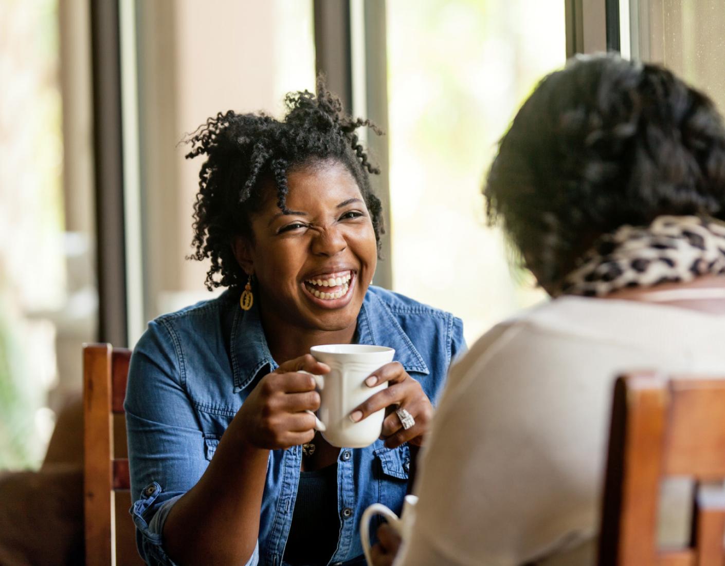 Two women having coffee