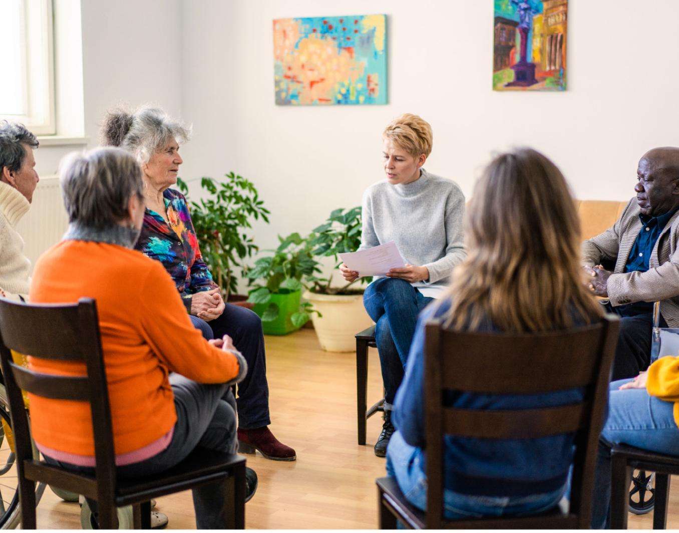 a group of people in a discussion